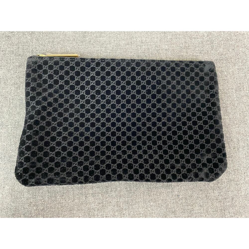 Gucci Beauty BLACK VELVET GG Embossed Makeup Bag Pouch Clutch